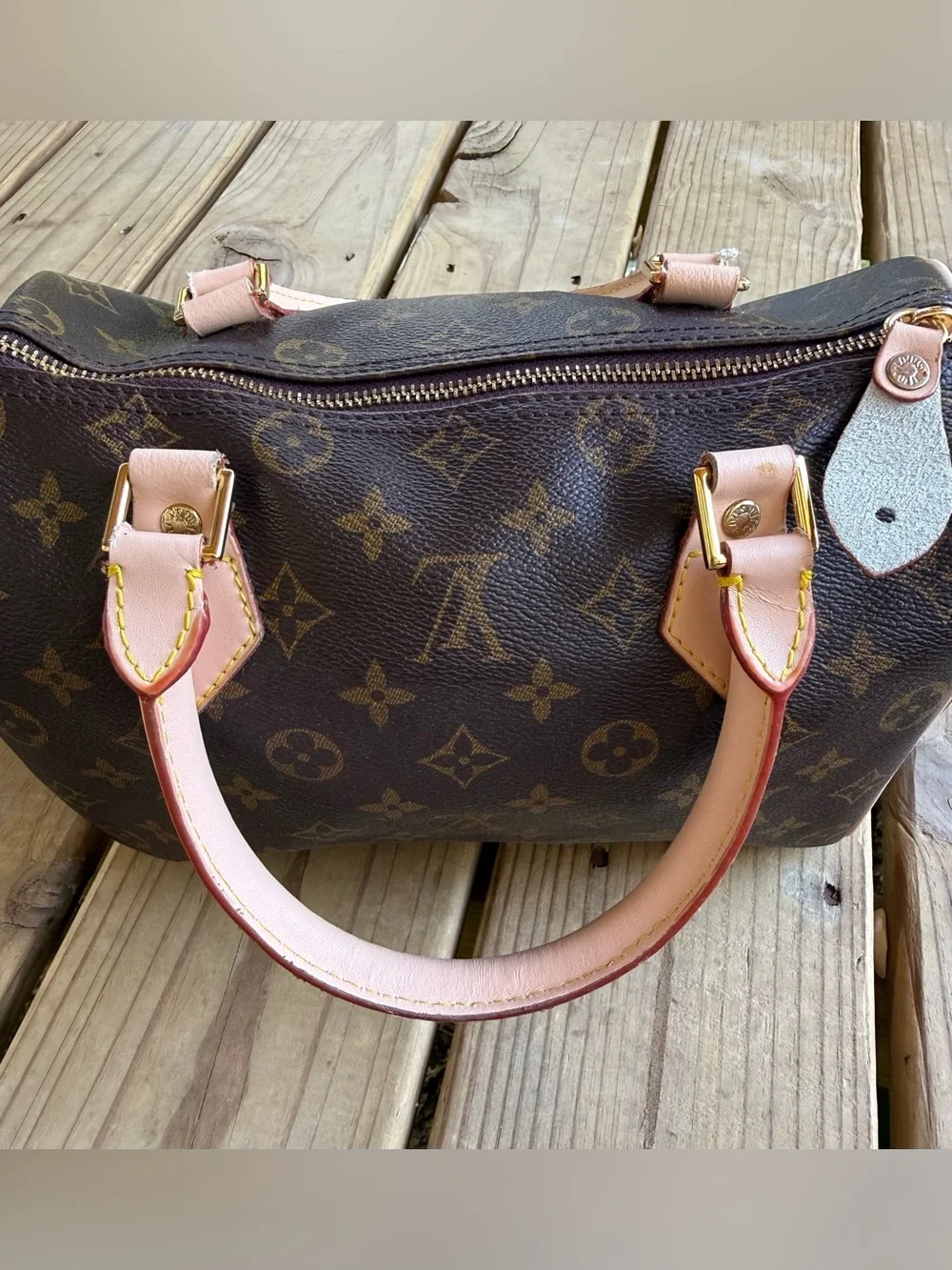 Designer Inspired Brown Monogram Satchel Speedy Style Bag Purse Handbag - Picture 2 of 12